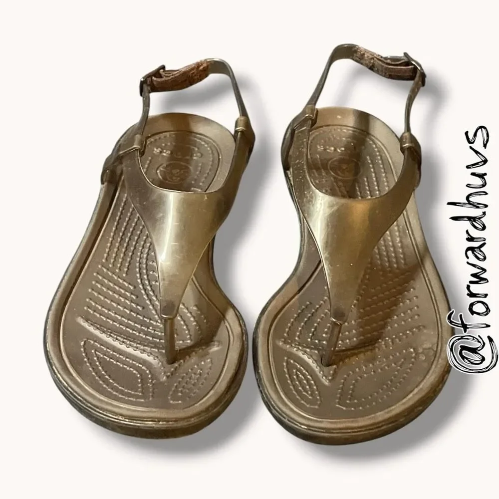 Crocs Jelly Style Bronze Slingback Wedge Sandals W4